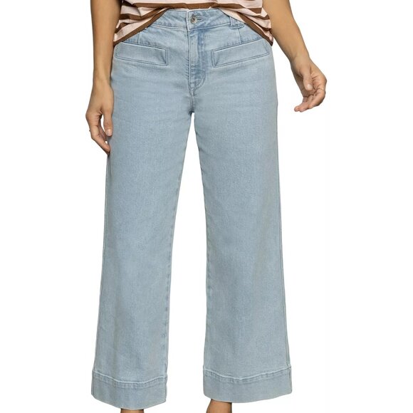 139$ Sanctuary Voyage Cropped Denim Jeans High Rise Women's Size 32 Light Blue - Picture 2 of 3